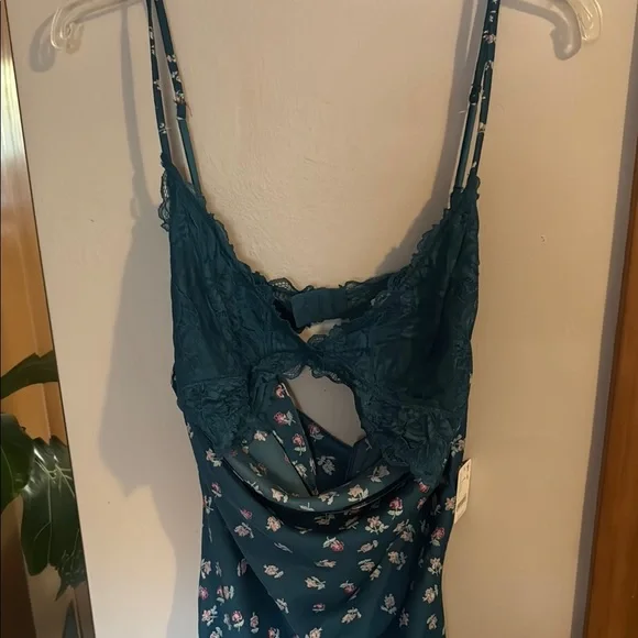 Teal Floral Slip Dress - Picture 5 of 8